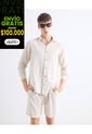 Camisa Regular Rústica  Para Hombre Crudo Seven Seven de Seven Seven