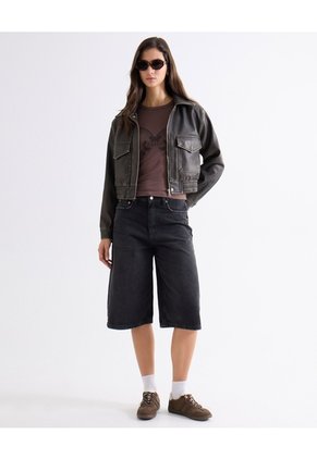 Jeans Culotte Con Costuras Frontales   Para Mujer Café Seven Seven