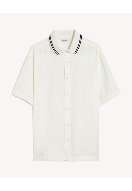 Camisa Para Hombre Manga Corta Sin Bolsillo Cuello Casual M Color Crudo Marca Seven Seven #45012188