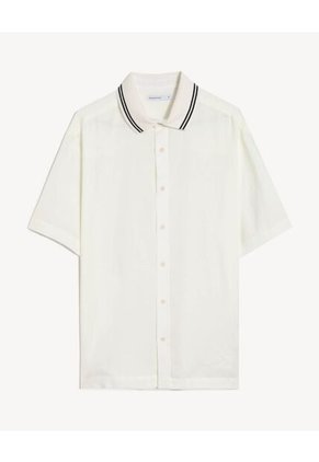 Camisa Para Hombre Manga Corta Sin Bolsillo Cuello Casual M Color Crudo Marca Seven Seven #45012188