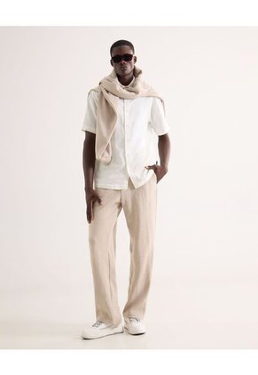 Camisa Para Hombre Manga Corta Sin Bolsillo Cuello Casual M Color Crudo Marca Seven Seven #45012188