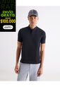 Polo Regular Cuello Mao  Para Hombre Negro Seven Seven de Seven Seven