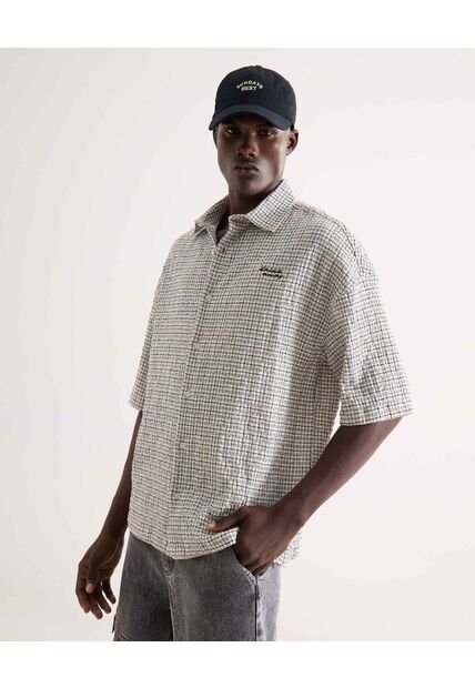 Camisa Para Hombre Manga Corta Sin Bolsillo Cuello Casual M Color Gris Marca Seven Seven #45012190