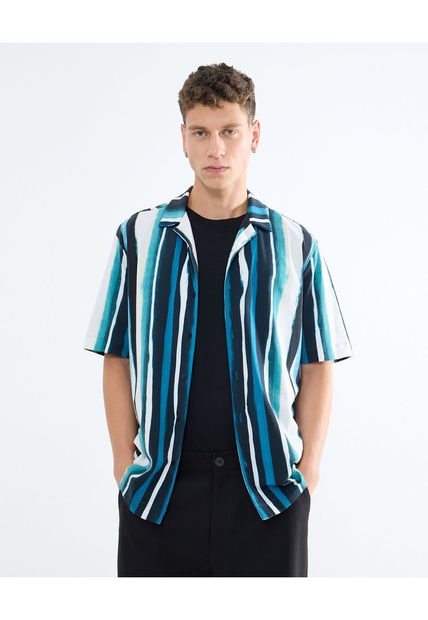 Camisa Para Hombre Manga Corta  Color Azul Oscuro Marca Seven Seven #45012082