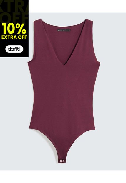 Camiseta Para Mujer Manga Sisa Cuello V Color Vino Marca Seven Seven #28096267