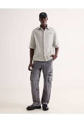 Camisa Para Hombre Manga Corta Sin Bolsillo Cuello Casual M Color Gris Marca Seven Seven #45012190