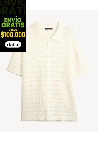 Camisa Tejida Texturizada  Para Hombre Crudo Seven Seven Seven Seven