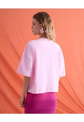 Camiseta Oversize Estampada  Para Mujer Rosa Seven Seven