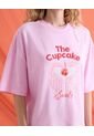 Camiseta Oversize Estampada  Para Mujer Rosa Seven Seven de Seven Seven
