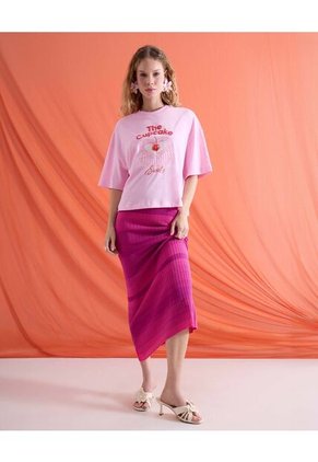 Camiseta Oversize Estampada  Para Mujer Rosa Seven Seven