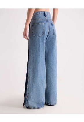 Jean Wide Leg Con Botones Laterales  Para Mujer Azul Seven Seven