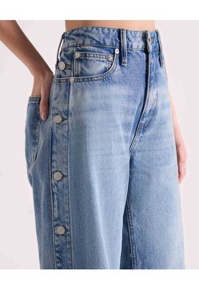 Jean Wide Leg Con Botones Laterales  Para Mujer Azul Seven Seven