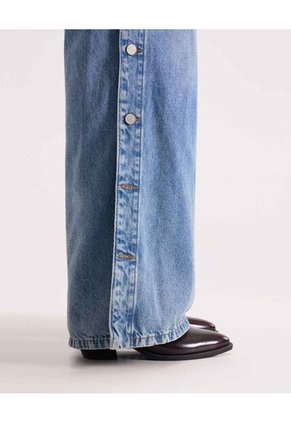 Jean Wide Leg Con Botones Laterales  Para Mujer Azul Seven Seven