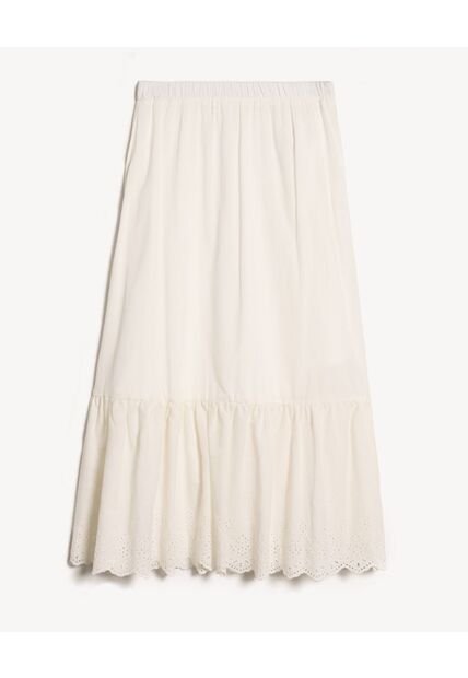 Falda De Bloque Con Bordado  Para Mujer Crudo Seven Seven