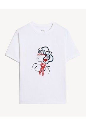Camiseta Ilustracion Artistica Para Mujer Blanco Seven Seven