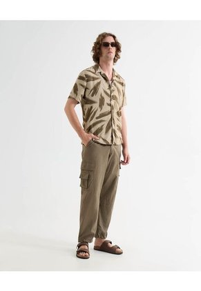 Camisa Resort Estampada  Para Hombre Verde Seven Seven