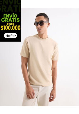 Camisa Resort Rustica  Para Hombre Camel Seven Seven Seven Seven