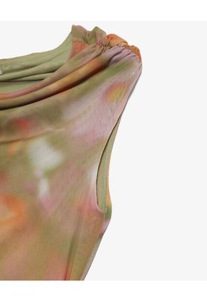 Vestido Floral Asimetrico  Para Mujer Verde Seven Seven