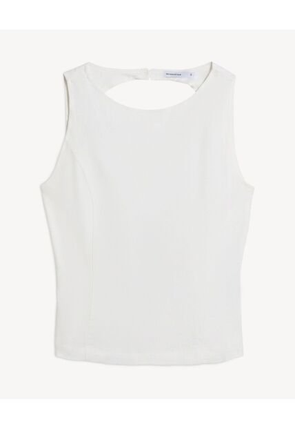 Blusa Con Escote En Espalda  Para Mujer Marfil Seven Seven