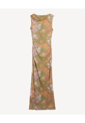 Vestido Floral Asimetrico  Para Mujer Verde Seven Seven