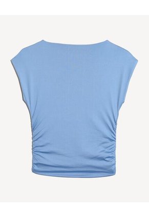 Camiseta Drapeado Lateral  Para Mujer Azul Seven Seven