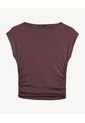 Camiseta Drapeado Lateral  Para Mujer Café Seven Seven de Seven Seven