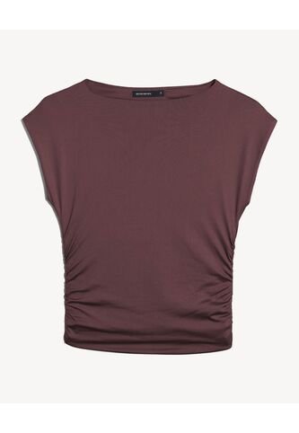 Camiseta Drapeado Lateral  Para Mujer Café Seven Seven Seven Seven