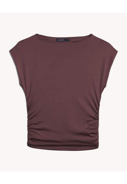 Camiseta Drapeado Lateral  Para Mujer Café Seven Seven