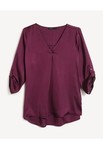 Blusa Para Mujer Manga 3/4 Color Vino Marca Seven Seven #28124090 Seven Seven