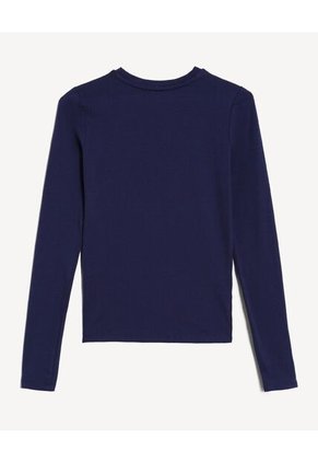 Camiseta Manga Larga Básica Para Mujer Azul Seven Seven