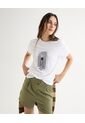 Camiseta Estampada Con Bordado  Para Mujer Crudo Seven Seven de Seven Seven
