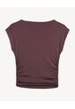 Camiseta Drapeado Lateral  Para Mujer Café Seven Seven de Seven Seven