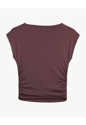 Camiseta Drapeado Lateral Para Mujer Café Seven Seven