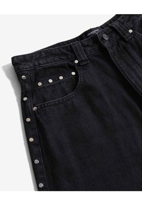Jean Wide Leg Taches Laterales Para Mujer Negro Seven Seven