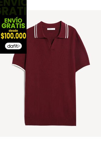 Polo Tejido Fit Regular  Para Hombre Vino Seven Seven Seven Seven