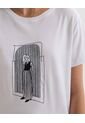 Camiseta Estampada Con Bordado  Para Mujer Crudo Seven Seven de Seven Seven