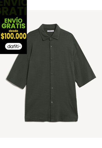 Camisa De Oversize Con Texturizada  Para Hombre Verde Seven Seven Seven Seven