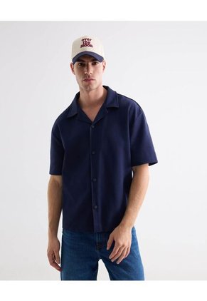 Camisa Para Hombre Sobrecamisa Manga Corta Color Azul Marca Seven Seven #45012163