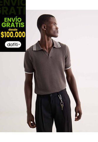 Polo Tejido Fit Regular  Para Hombre Verde Seven Seven Seven Seven