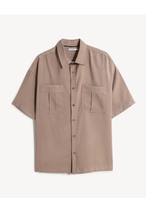 Camisa Para Hombre Manga Corta Con Bolsillo Cuello Casual M Color Café Marca Seven Seven #45012189