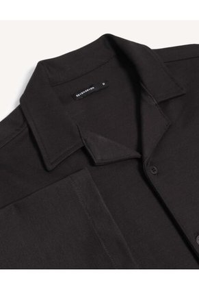 Camiseta Relaxed Con Botonadura  Para Hombre Negro Seven Seven