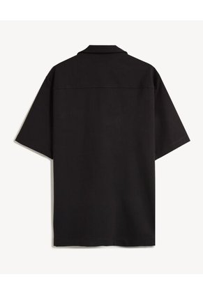 Camiseta Relaxed Con Botonadura  Para Hombre Negro Seven Seven