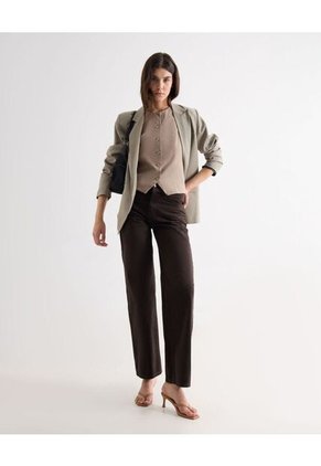 Jean Straight Tono Cafe Para Mujer Negro Seven Seven