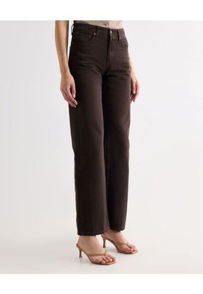 Jean Straight Tono Cafe Para Mujer Negro Seven Seven