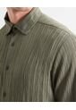 Camisa Manga Larga Textura Arrugada  Para Hombre Verde Seven Seven de Seven Seven