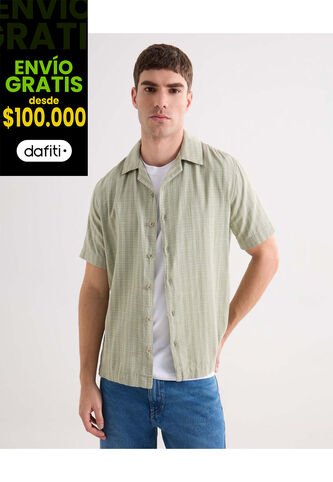 Camisa Resort Estampada  Para Hombre Verde Seven Seven Seven Seven