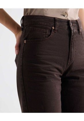 Jean Straight Tono Cafe Para Mujer Negro Seven Seven