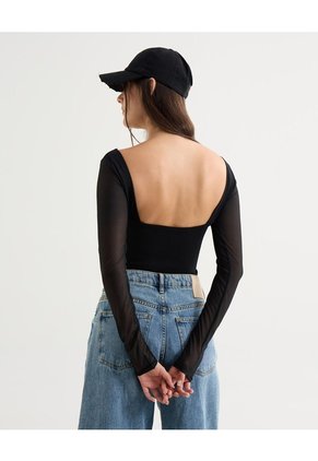 Camiseta Para Mujer Manga Larga Moda Color Negro Marca Seven Seven #28096305