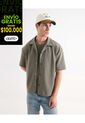 Camisa Resort Cuello Abierto  Para Hombre Verde Seven Seven de Seven Seven