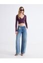 Jean Wide Leg Tono Medio Dirty  Para Mujer Azul Seven Seven de Seven Seven